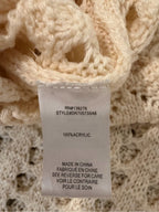 GT-0174 DR2 Cream Crochet Knit Polo Sweater Top S Open Stitch Boho Coastal