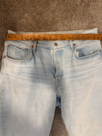 GT-0169 Levi’s 501 ’90s Light Wash Cropped Straight Leg Jeans Raw Hem