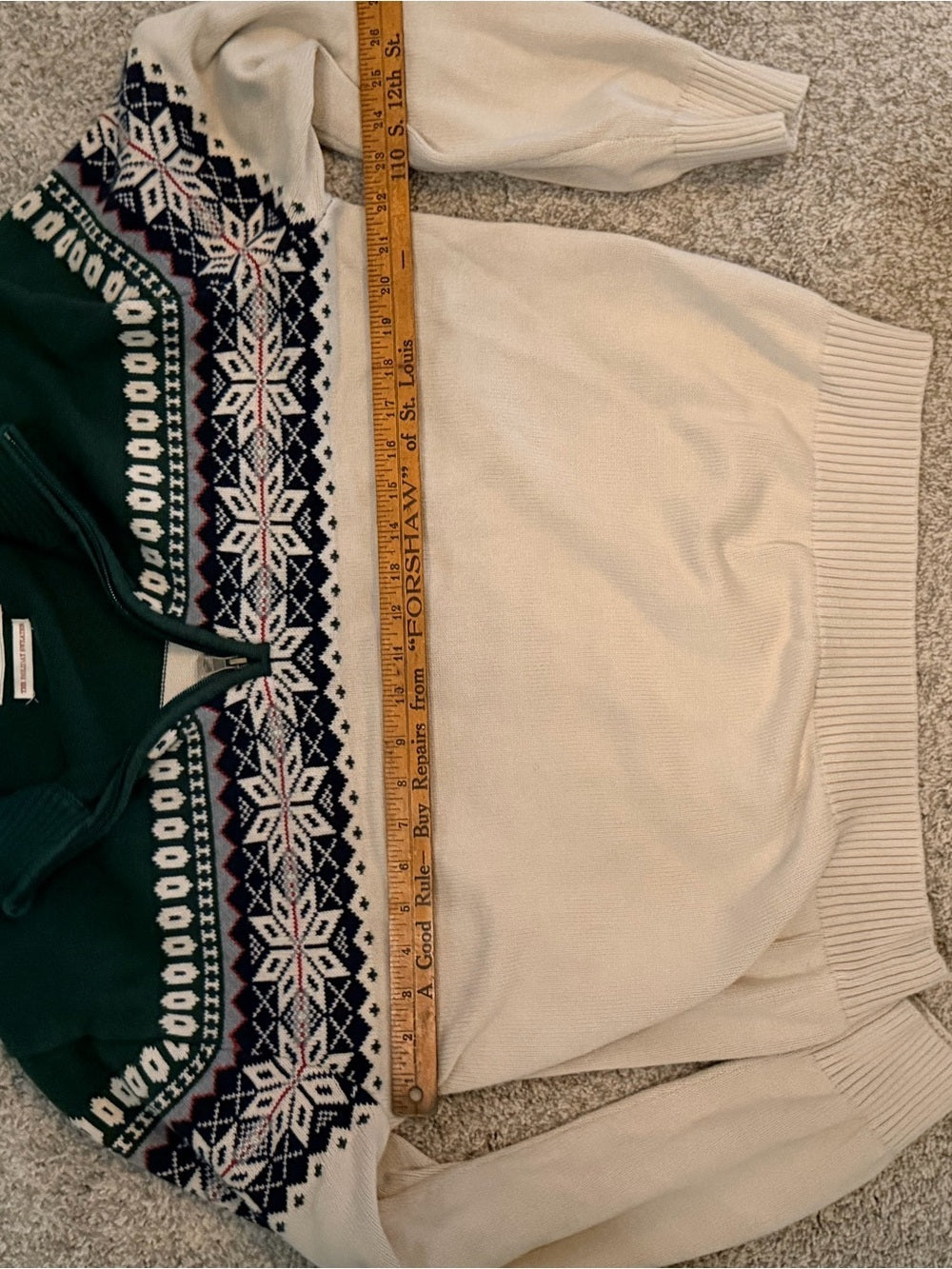 GT-0063 sweater Vintage Fair Isle Nordic Quarter Zip 100% Cotton Holiday