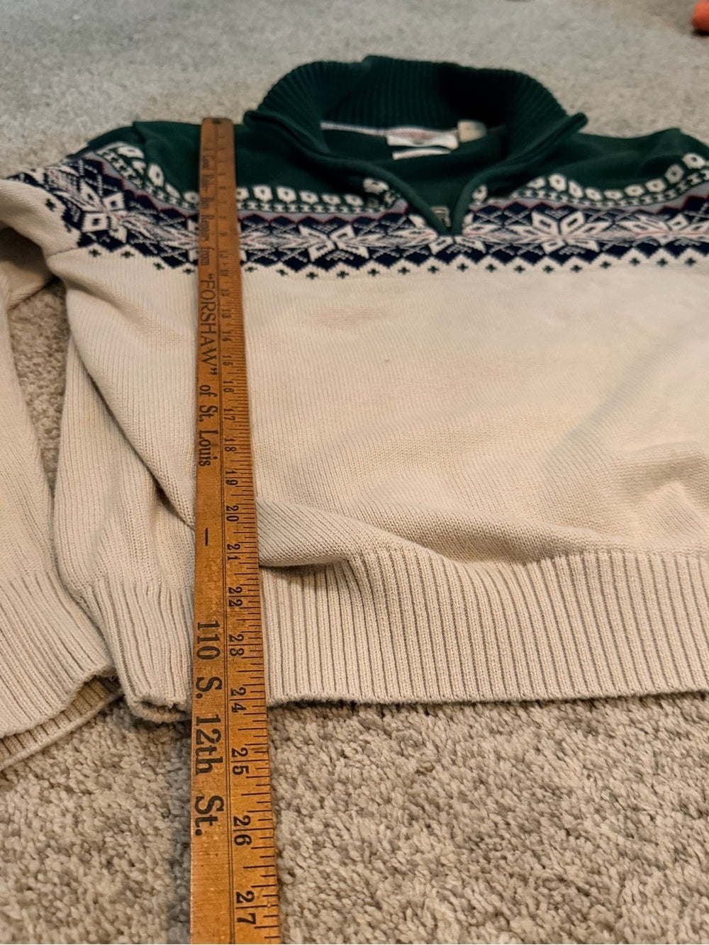 GT-0063 sweater Vintage Fair Isle Nordic Quarter Zip 100% Cotton Holiday