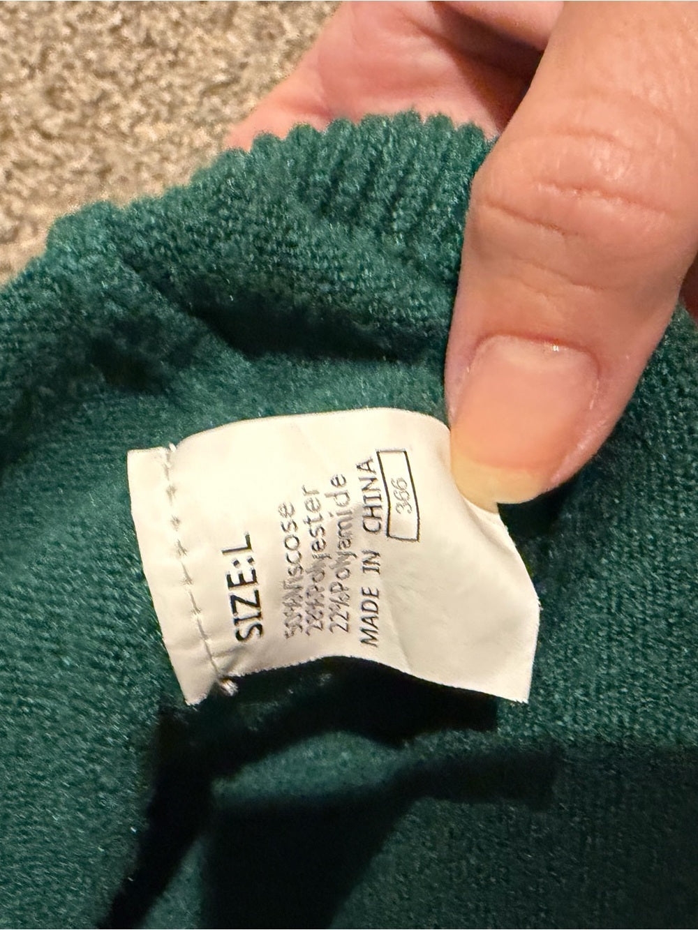 GT-0199 Emerald Green Pearl Embellished Sweater Pullover Size L