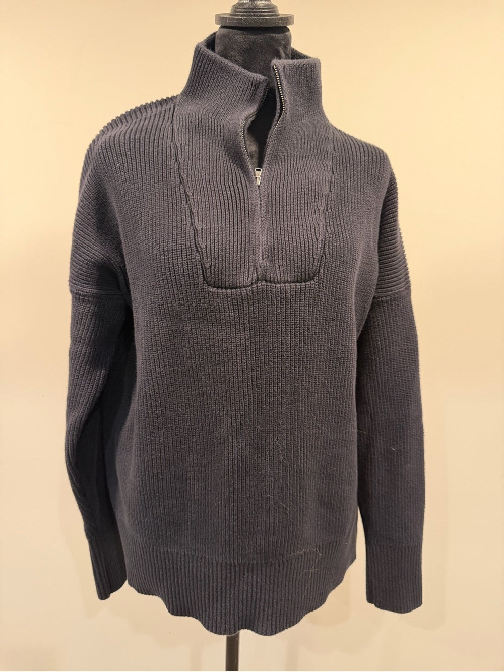 GT-0201 Lands’ End Drifter Cotton Ribbed Quarter Zip Sweater black L