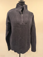 GT-0201 Lands’ End Drifter Cotton Ribbed Quarter Zip Sweater black L