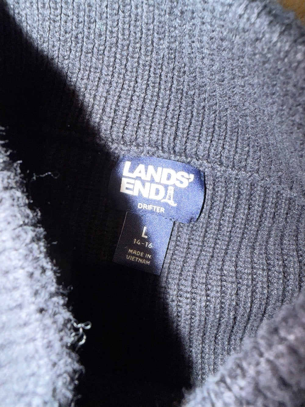 GT-0201 Lands’ End Drifter Cotton Ribbed Quarter Zip Sweater black L
