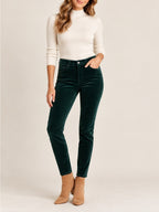 GT-0202 LOFT Emerald Green Velvet Skinny Pants Size 28/6