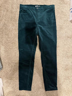 GT-0202 LOFT Emerald Green Velvet Skinny Pants Size 28/6