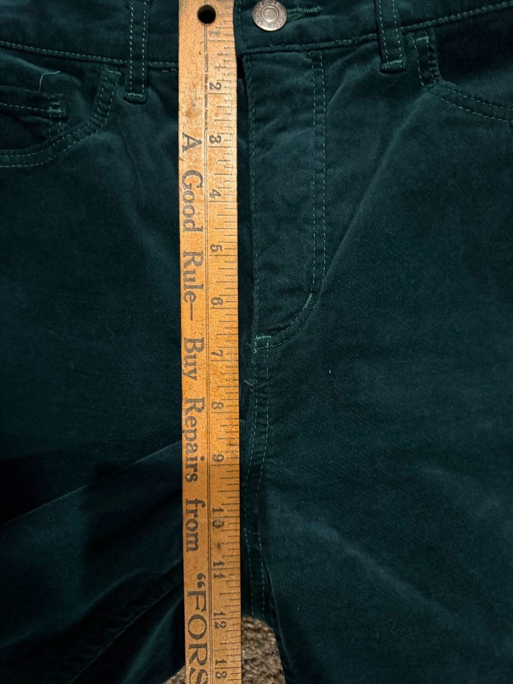 GT-0202 LOFT Emerald Green Velvet Skinny Pants Size 28/6