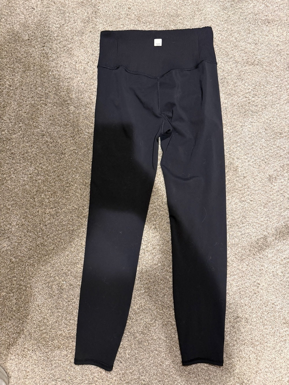 GT-0204 Vuori Black High Rise Ribbed Waistband Full Length Leggings