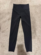 GT-0204 Vuori Black High Rise Ribbed Waistband Full Length Leggings