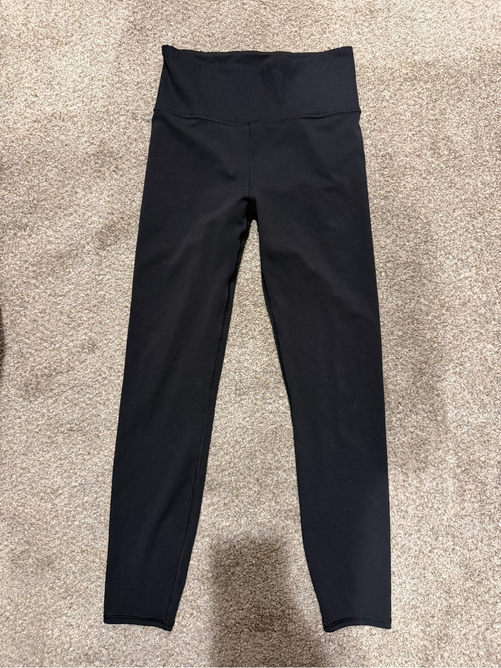 GT-0204 Vuori Black High Rise Ribbed Waistband Full Length Leggings