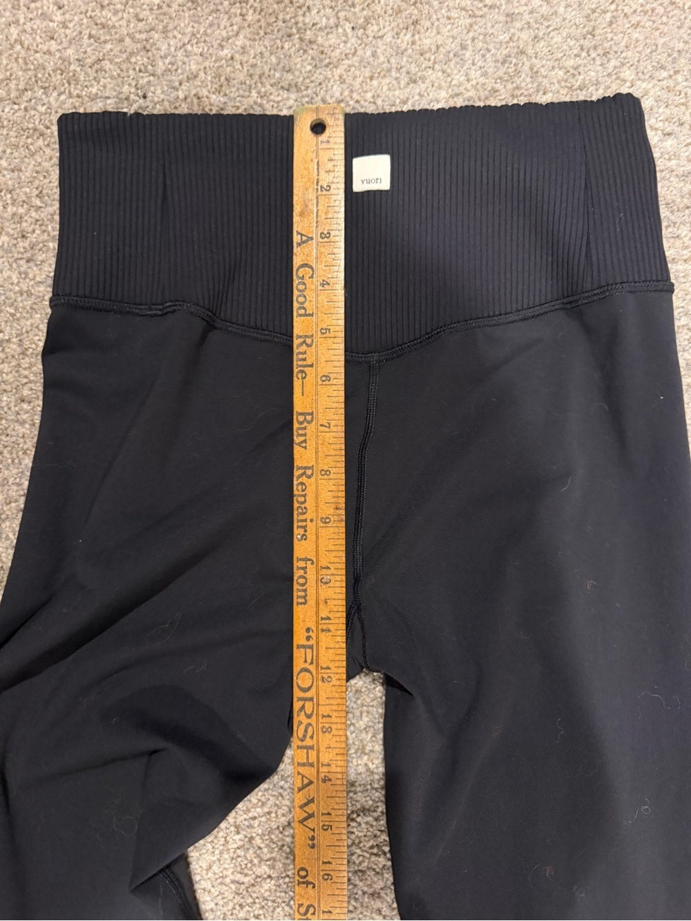 GT-0204 Vuori Black High Rise Ribbed Waistband Full Length Leggings