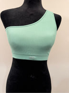 GT-0205 SET Active One Shoulder Ribbed Sports Bra Mint Green Size M