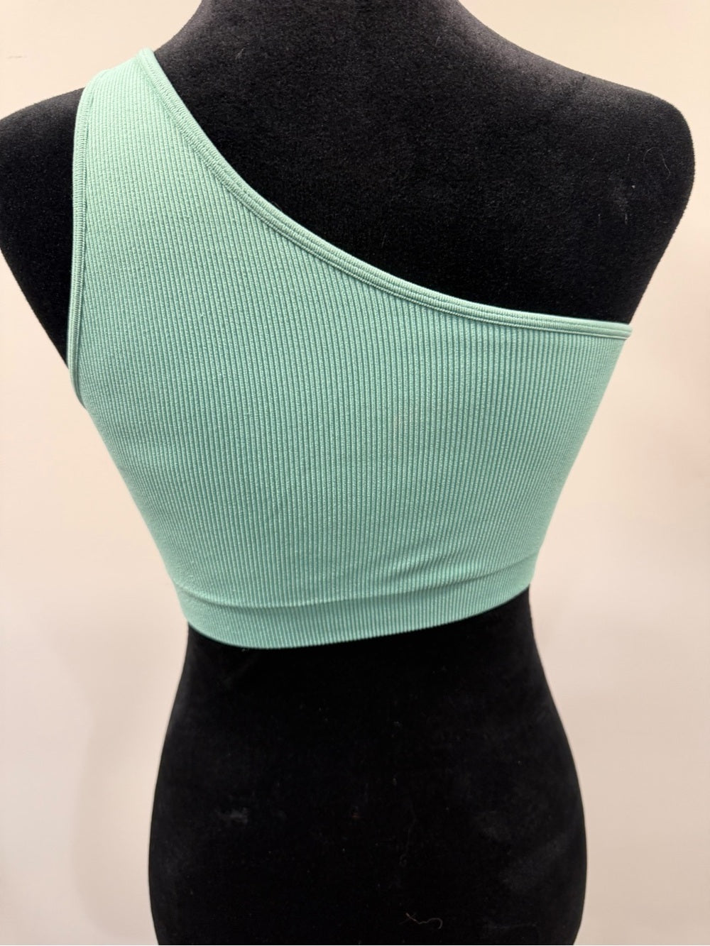 GT-0205 SET Active One Shoulder Ribbed Sports Bra Mint Green Size M