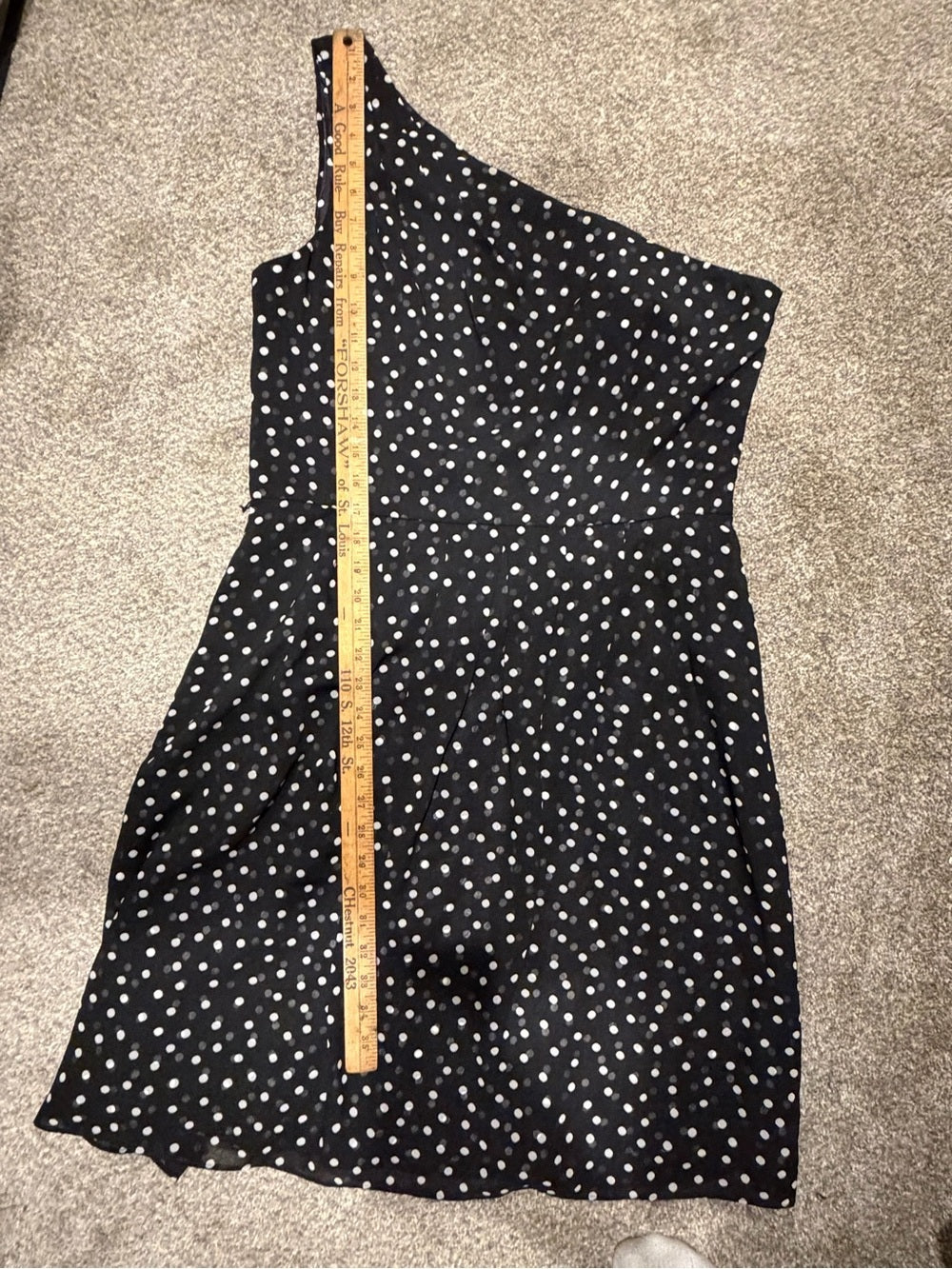 GT-0206 White House Black Market One Shoulder Polka Dot Midi Dress Size 14