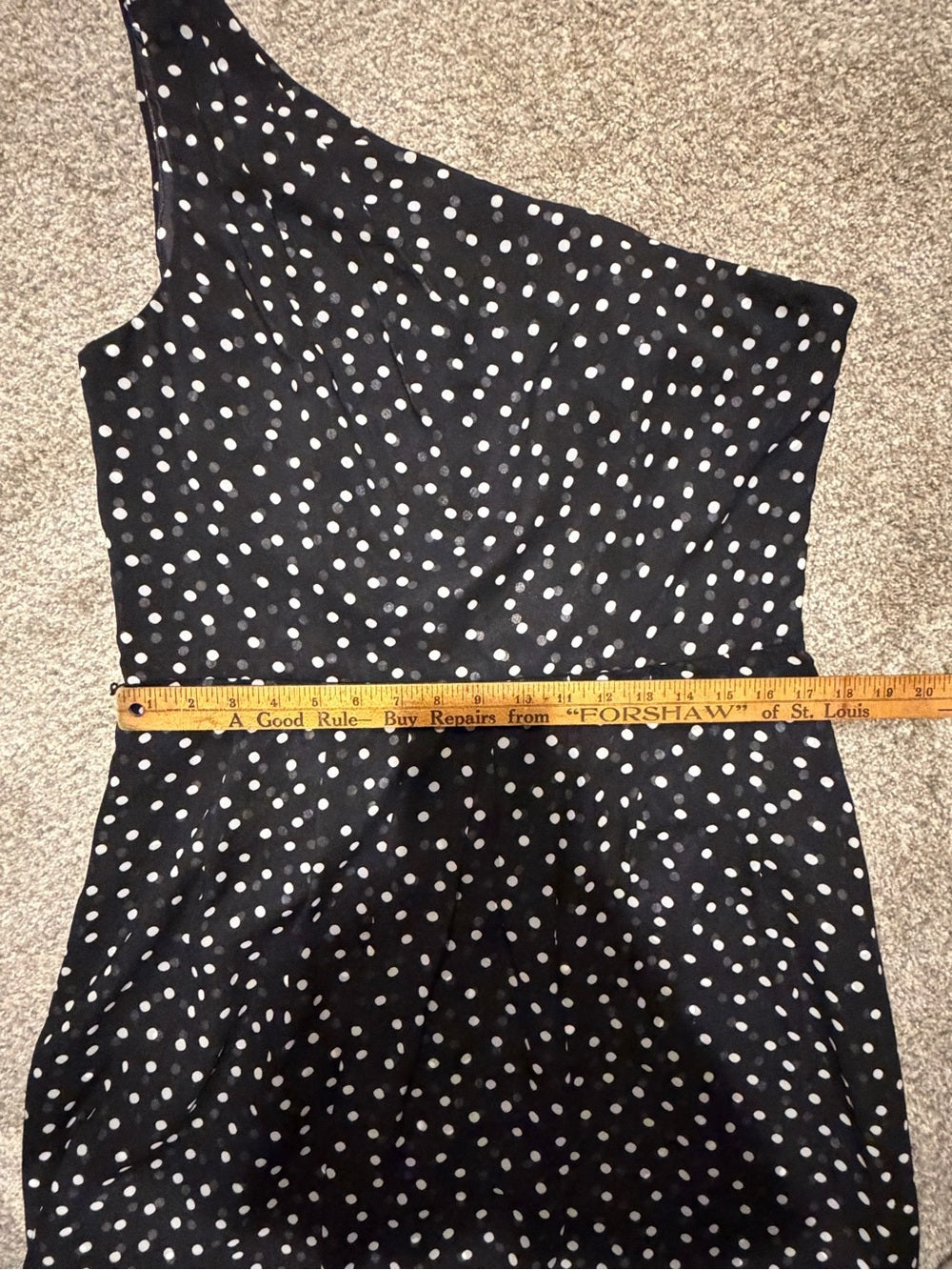 GT-0206 White House Black Market One Shoulder Polka Dot Midi Dress Size 14
