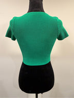 GT-0207 Aritzia Babaton Green Ribbed Square Neck Cropped Knit Top XS