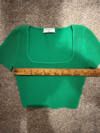 GT-0207 Aritzia Babaton Green Ribbed Square Neck Cropped Knit Top XS
