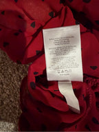GT-0209 Express Red Black Heart Print Surplice Peplum Blouse Size M