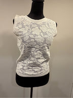 MNG Mango Cream Floral Open Knit Sleeveless Sweater Top S GT-0210