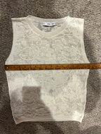 MNG Mango Cream Floral Open Knit Sleeveless Sweater Top S GT-0210