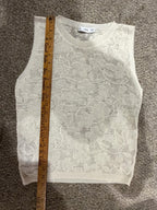 MNG Mango Cream Floral Open Knit Sleeveless Sweater Top S GT-0210