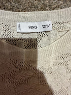 MNG Mango Cream Floral Open Knit Sleeveless Sweater Top S GT-0210