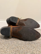 Dingo Olivia Slouch Brown Leather Concho Chain Harness Western Boots 8.5