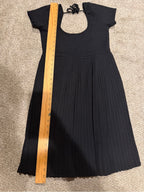 GT-0236 Forum Tufi Duek Black Wool Blend Pleated Open Back Dress L