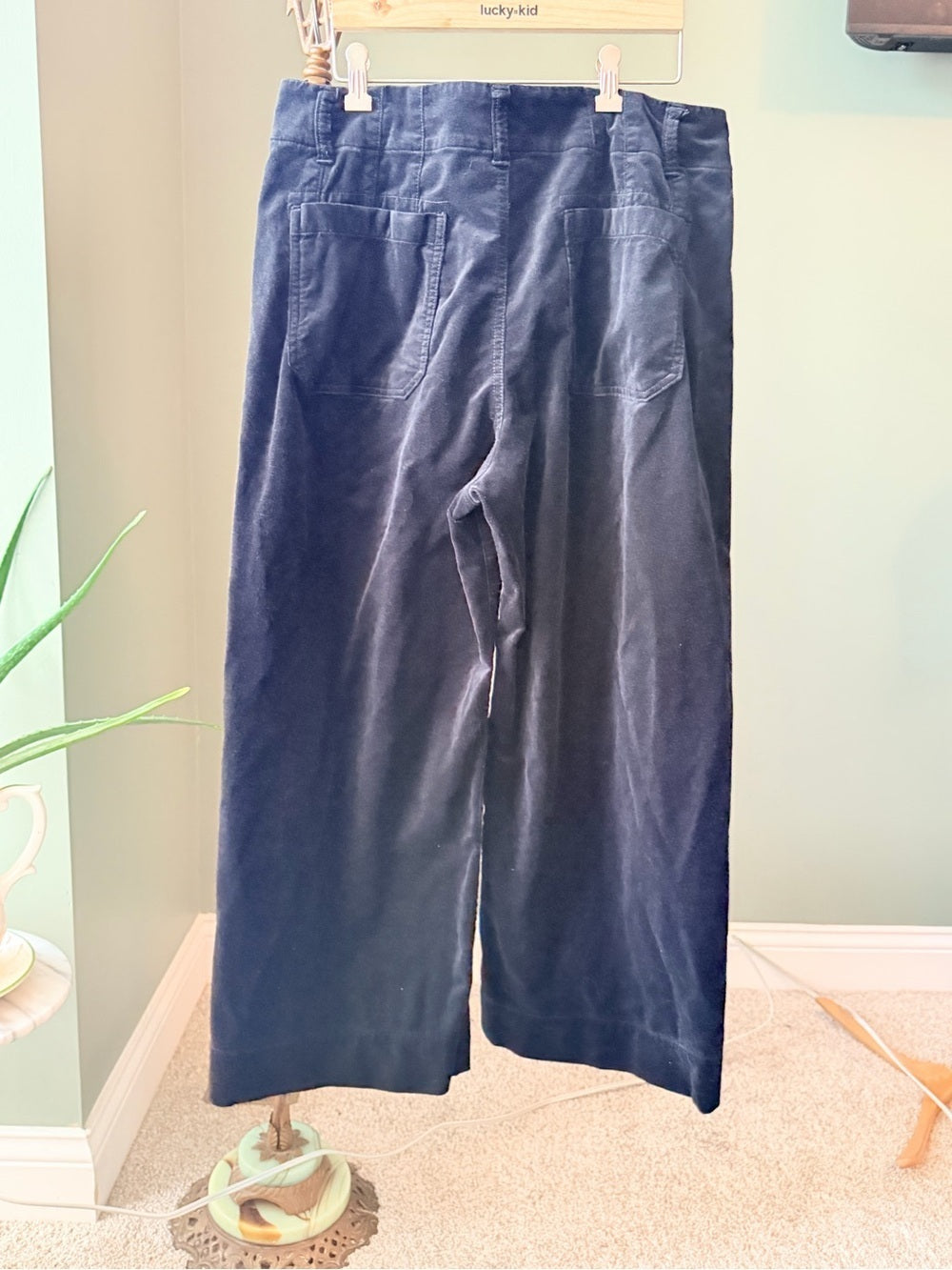Maeve Anthropologie Colette Velvet Wide Leg Pants 32 Black High Rise