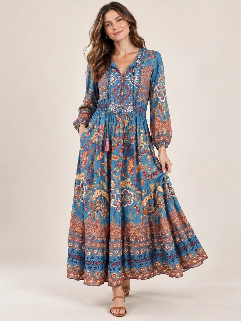 GT-0044 | Soft Surroundings Embroidered Boho Maxi Dress