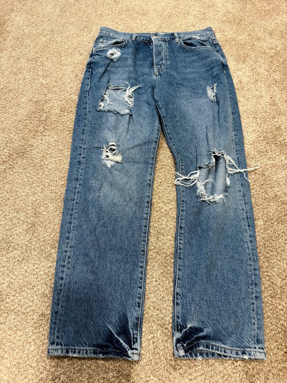 GT-0150 Free people Women's Distressed High-Rise Blue Jeans