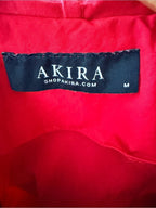 GT-0053 AKIRA Red Black Colorblock Cropped Windbreaker Hooded Jacket M
