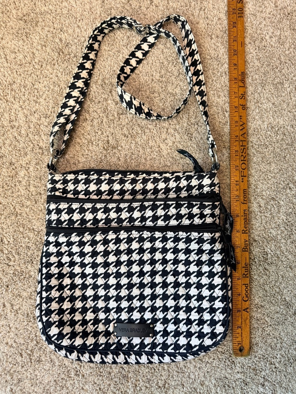 Vera Bradley Scottie Dogs Triple Zip Hipster Crossbody Black White Retired