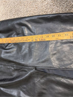 GT-0166 Black Faux Leather Midi Pencil Skirt Front Slit High Waist Minimalist
