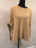 GT-0192 Vince 100% Cashmere Camel Side Lace Up Sweater L Quiet Luxury