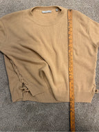 GT-0192 Vince 100% Cashmere Camel Side Lace Up Sweater L Quiet Luxury