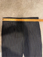 GT-0194 Vince Pinstripe Linen Blend Cropped Trousers Black Brown M