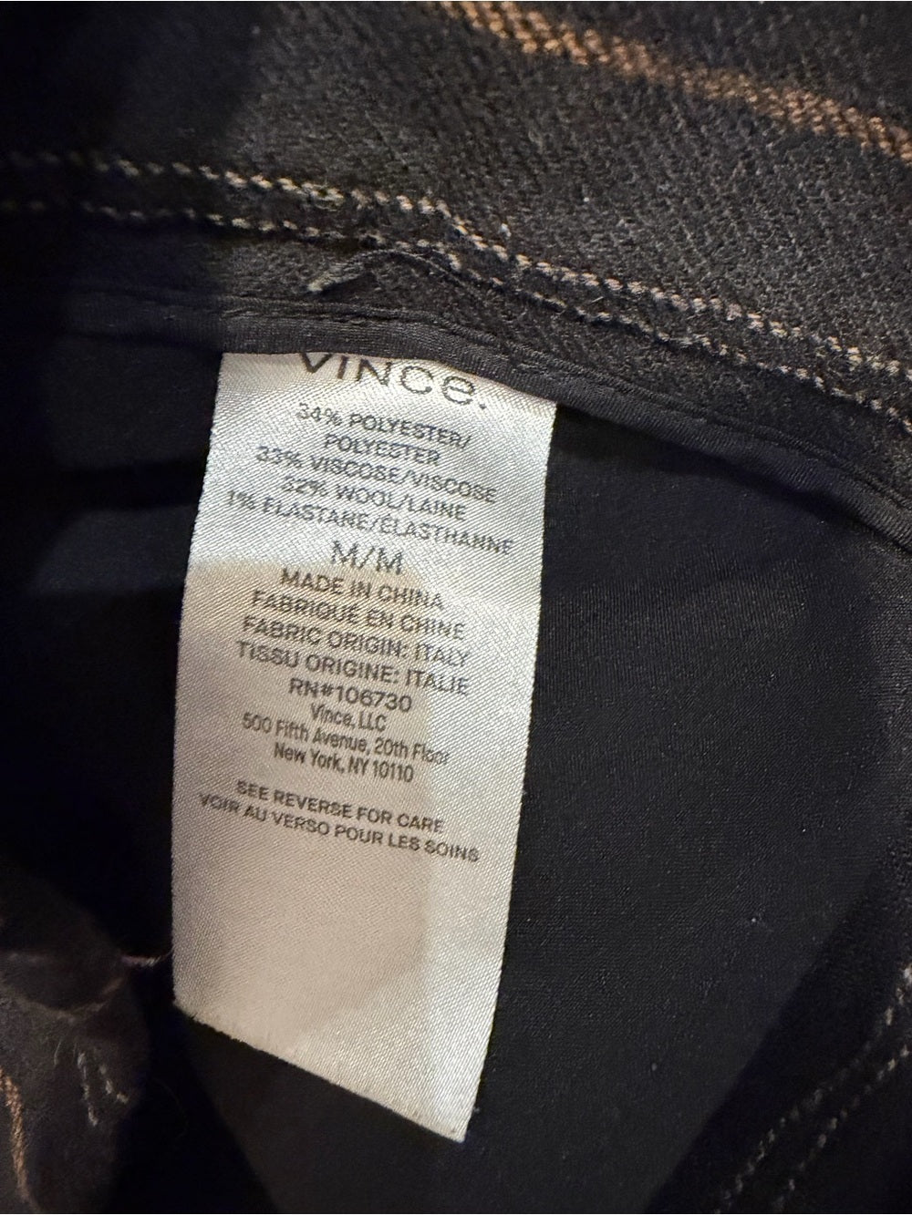 GT-0194 Vince Pinstripe Linen Blend Cropped Trousers Black Brown M