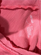 GT-0231 Aerie Oversized Coral Pink Cotton Raw Edge Boxy Tee M/L