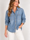 GT-0091 Indigo Palms Denim Company Chambray Shirt L Blue Button Front