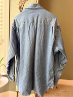 GT-0091 Indigo Palms Denim Company Chambray Shirt L Blue Button Front