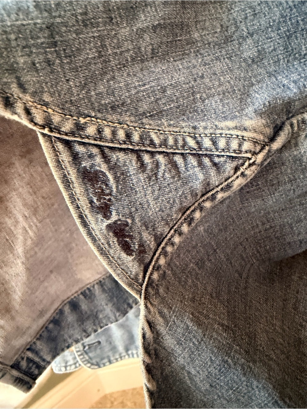 GT-0091 Indigo Palms Denim Company Chambray Shirt L Blue Button Front