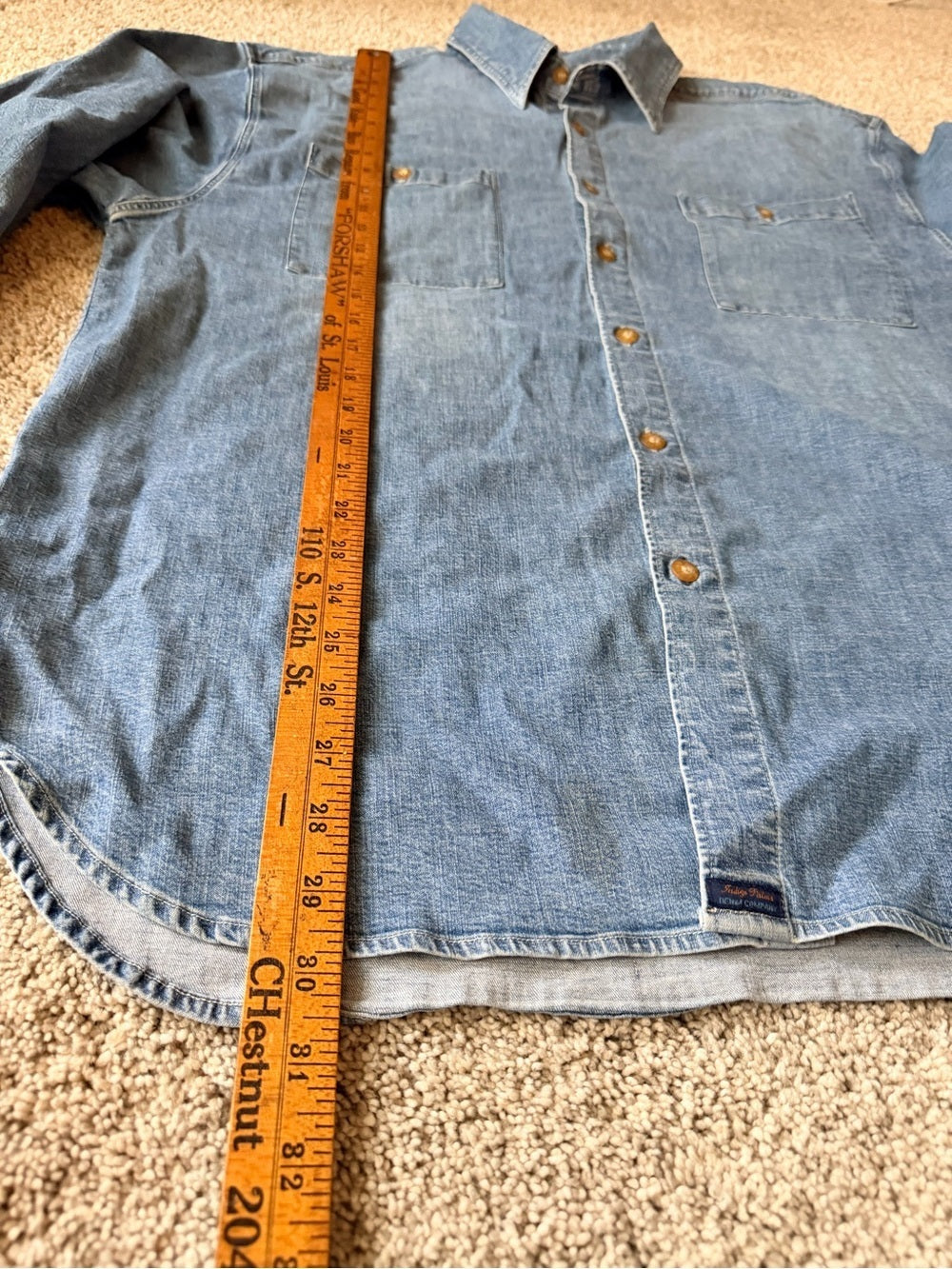 GT-0091 Indigo Palms Denim Company Chambray Shirt L Blue Button Front