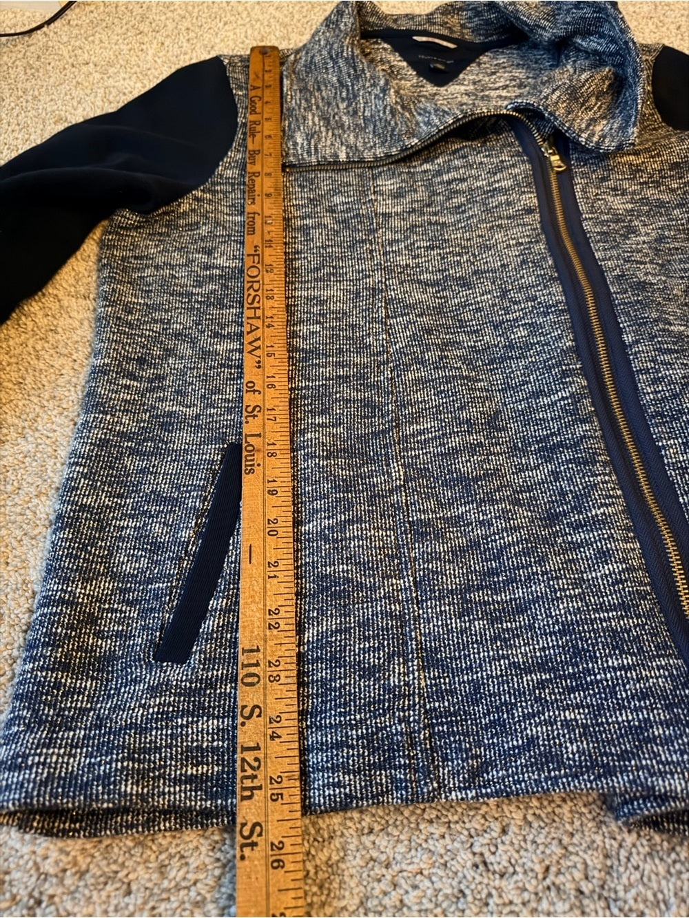 GT-0100 | Tommy Hilfiger Athluxe Metallic Navy Asymmetrical Moto Jacket XL