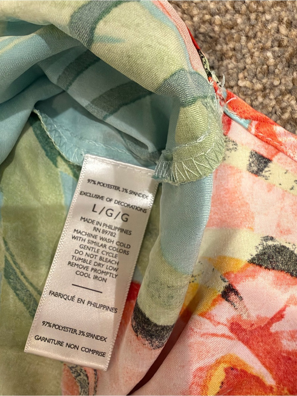 GT-0143 Natori Floral Satin Pajama Set Large Aqua Tropical Wide Leg