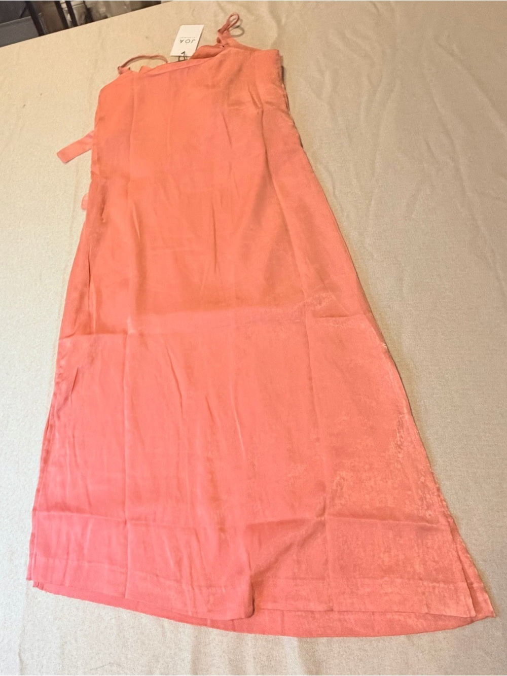 GT-23 J.O.A. Coral-Peach Slip Dress with Tie Waist