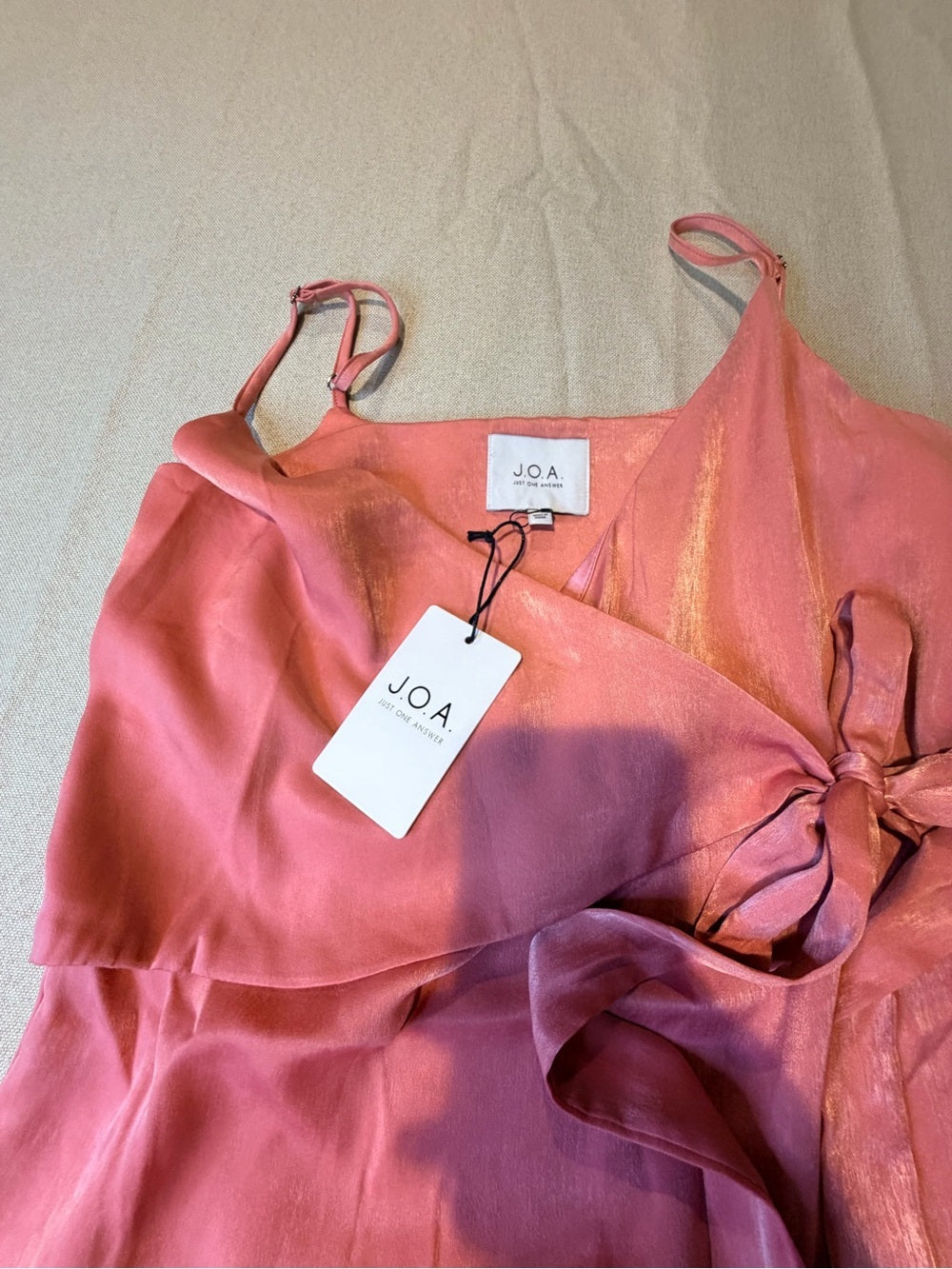 GT-23 J.O.A. Coral-Peach Slip Dress with Tie Waist