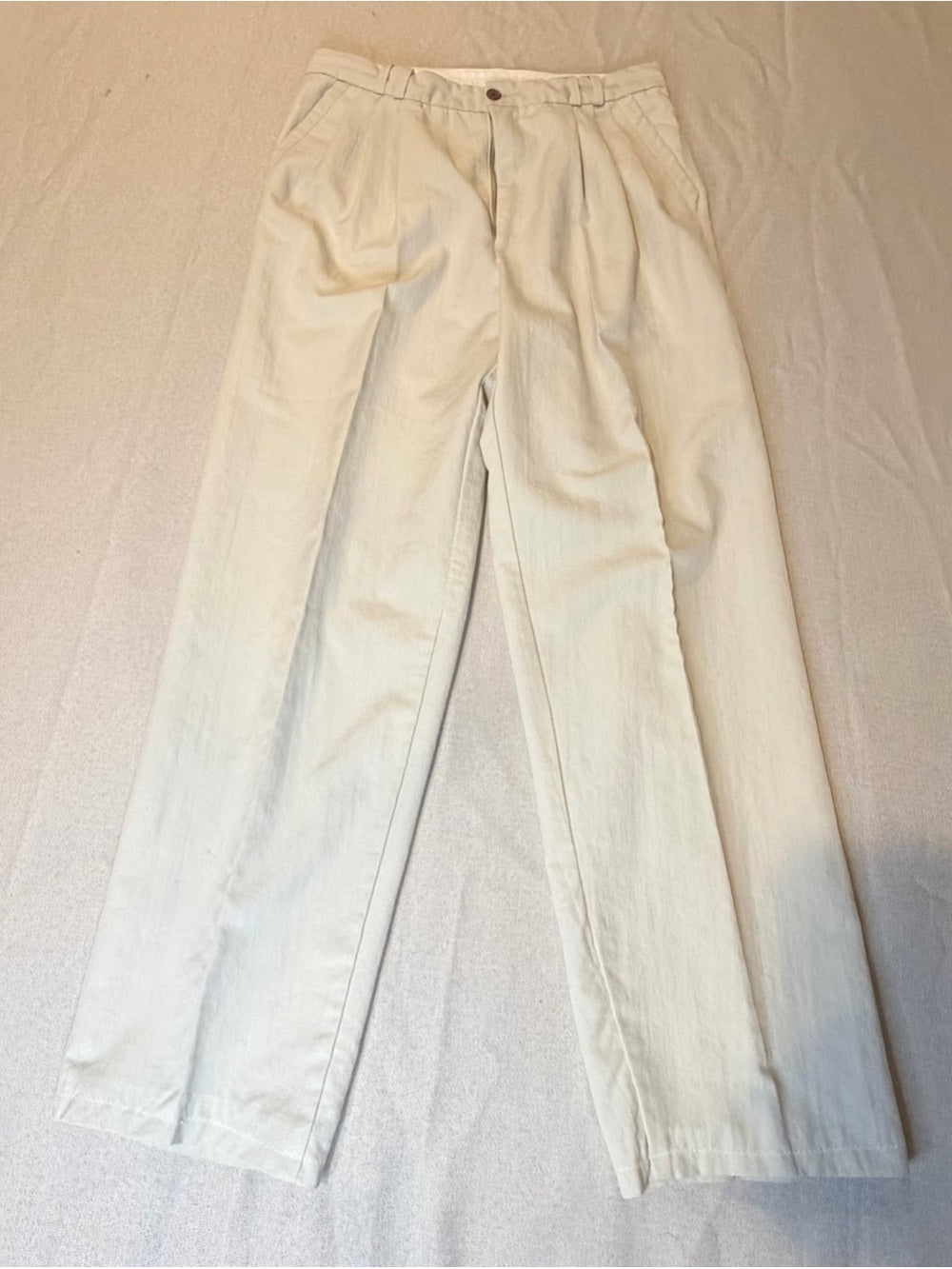 GT-9 Bow and Arrow Jeans Cream High Rise Pleated Straight Leg Trousers
