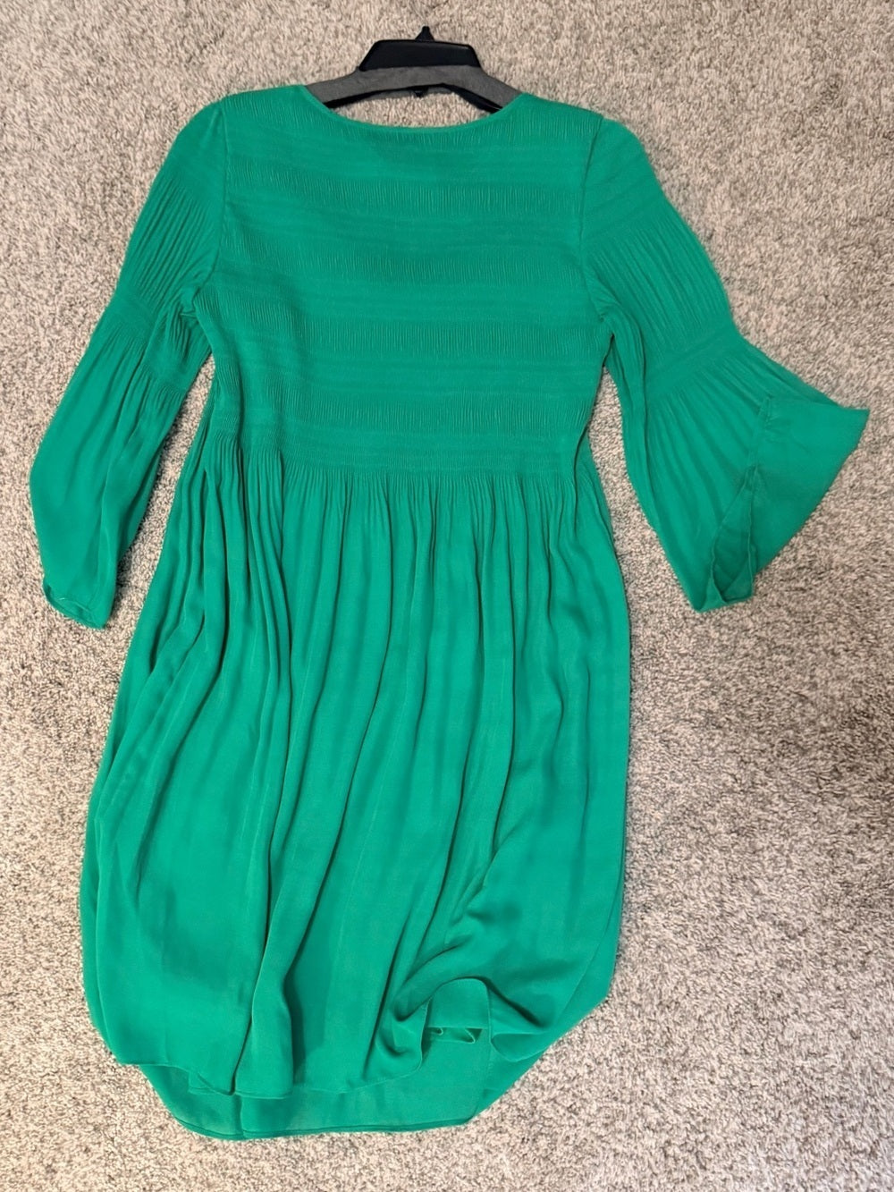 GT-62 Emma & Michele Girls' Emerald Green Pleated Bell-Sleeve Dress