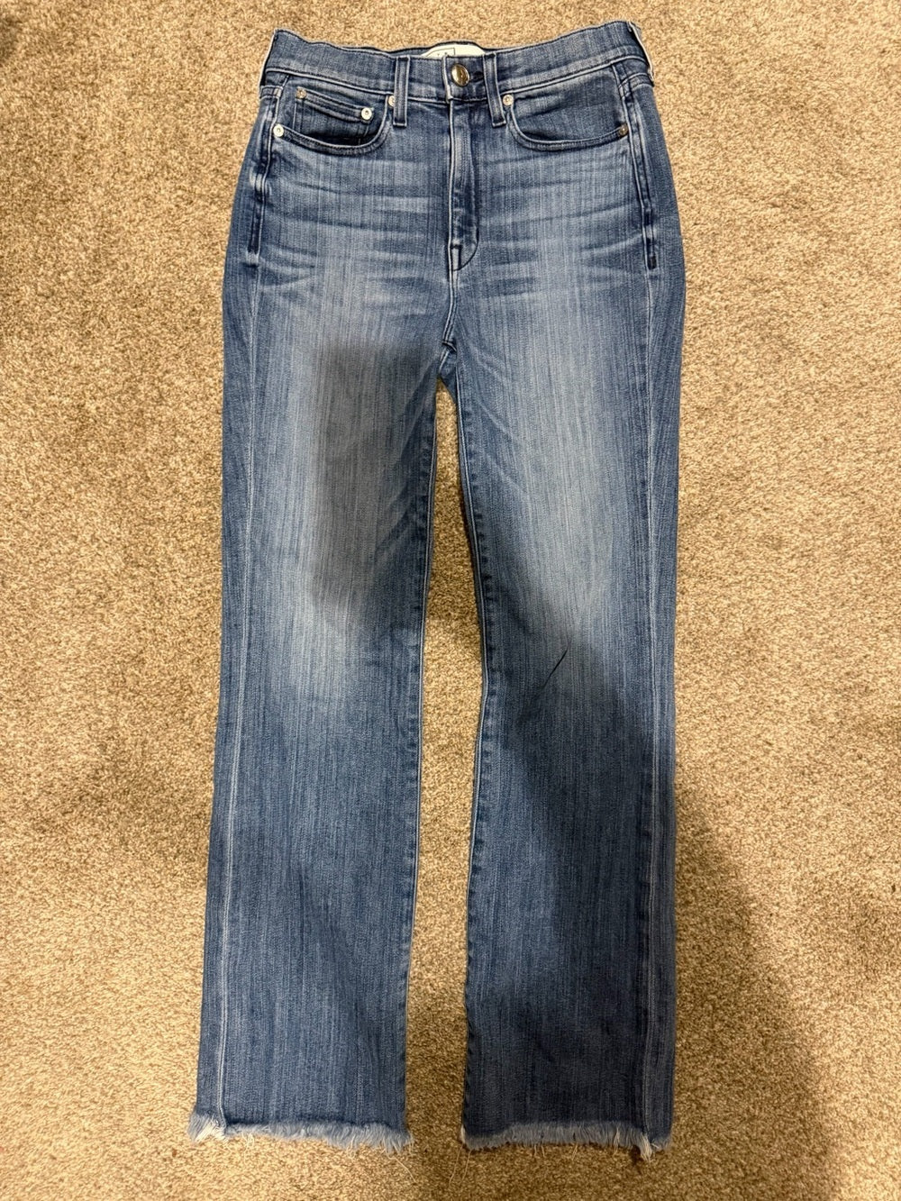 GT-0234 AYR Women’s Jeans 28 Long High Rise Straight Leg Raw Hem Denim